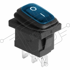 Выключатель клавишный 250V 6А (3с) ON-OFF синий  с подсветкой  Mini ВЛАГОЗАЩИТА REXANT