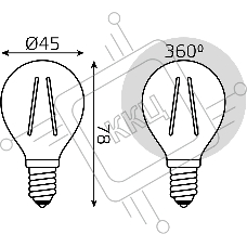 Лампа филам. Gauss Filament 5Вт цок.:E14 свеча 220B св.свеч.бел.нейт. (упак.:10шт) (105801205)