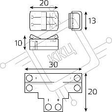 Набор коннекторов Basic: Т-образный коннектор, 3 клипсы, 8-10 мм, IP20