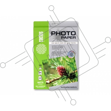 Самоклеящаяся бумага фотобумага Cactus CS-MSA410020  матовая А4 100 г/м2 20 листов