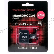 Флэш карта QUMO QM32GMICSDHC10U1 32Gb MicroSDHC Class 10 UHS-I, SD adapter