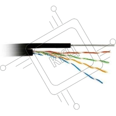 Кабель витая пара U/UTP кат.5E 4х2х24AWG solid CU PE Outdoor трос черн. (м) Rexant 01-0046