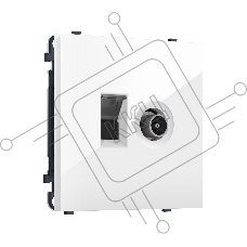 MS112510 Комплект механизма розетки компьютерной + TV оконечной SIGMA Белый глянец RJ-45 (8P8C) CAT6/50-870MHz 1dB с/ш QUANT PRO (SP1125, PR195)