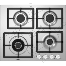 Встраиваемая газовая панель Korting HG 697 CTX / 60x51 см, 4 высокоэффективные конфорки, WOK- сверхмощная конфорка с тройным рядом пламени, автоматический электроподжиг, газ-контроль каждой конфорки, передние металлические переключатели, утопленные чугунные решетки, в комплекте - чугунная подставка WOK и адаптер для кофейника, нержавеющая сталь