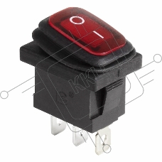Выключатель клавишный 250V 6А (3с) ON-OFF красный  с подсветкой  Mini ВЛАГОЗАЩИТА REXANT
