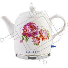 Чайник электрический Galaxy Line GL 0503, белый, керамический корпус, 1400 Вт, 1,4 л, индикатор работы, указатель максимального уровня воды