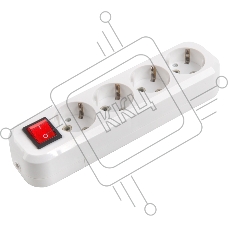 Розеточная колодка GSB-16-4-G-S-IP20 Easy, 16А, 4 места, с заземлением, c выключателем, IP20