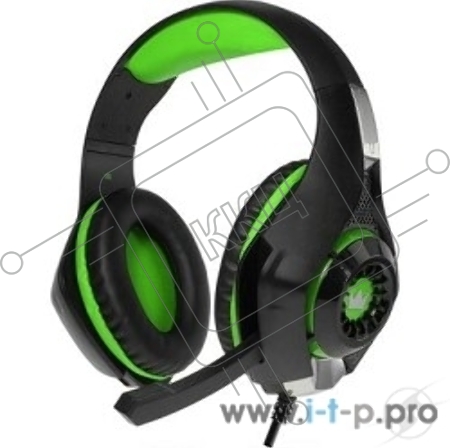 Гарнитура CROWN CMGH-101T Black&green (Подключение jack 3.5мм 4pin+ адаптер 2*jack spk+mic,Частотныи? диапазон: 20Гц-20,000 Гц ,Кабель 2.1м,Размер D 250мм, регулировка громкости, микрофон на ножке)