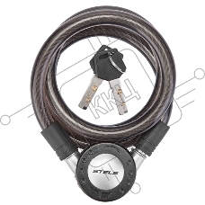 Трос-замок 87708 дл. 1200 мм, диам. 12 мм, чёрный Трос-замок 87708, трос 12х1200 мм, замок с ключами, цвет чёрный