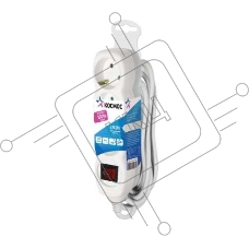 Удлинитель 3х5м с заземл. 16А IP20 с выкл. ПВС 3х1 Космос YKsm5m-3g-Z-V(K)