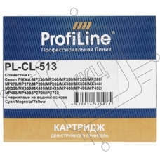 Картридж струйный ProfiLine PL-CL-513 для принтеров Canon Pixma iP2700 MP240/250/260/270/272/280/480/490/492/495/MX320/330/340/350 Color водн