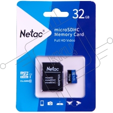 Флеш карта microSDHC 32GB Netac P500 <NT02P500STN-032G-R>  (с SD адаптером) 80MB/s