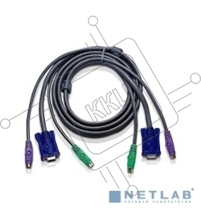 Переключатель ATEN 2L-1001P/C кабель/шнур, монитор+клавиатура+мышь CABLE HD15M/MD6M/MD6M-HD15F/M, 1.8M