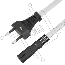 Кабель питания 4PH 3.0m, плоская вилка - C7, белый, черные коннекторы, 2*0,5mm, 4PH-R90373