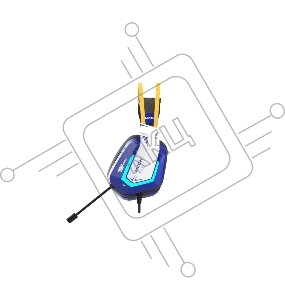 Гарнитура игровая проводная Dareu EH732 Mecha Blue (синий), подключение USB, подсветка RGB