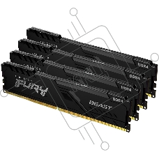 Оперативная память Kingston Fury Beast, DDR4, 16GB (4x4GB), 2666MHz, CL16, с радиатором, чёрный