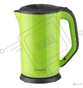 Чайник электрический GALAXY GL 0318, зеленый, пластик, двойная стенка из нержавеющей стали AISI 304 и пищевого пластика, 2000 Вт, 1,7 л, индикатор работы, указатель максимального уровня воды