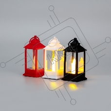 Фонарь декоративный Neon-night (фигура) со свечкой 5,5х5,5х12,5 см, цвет корпуса белый/красный/черный, цвет свечения теплый белый, питание 3xLR1130 (в комплекте)