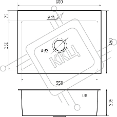 Кухонная мойка GRANFEST METAL 6045 PVD графит 1 чаша 550x350x205, монтаж: врезной, материал: нержавеющая сталь, графит