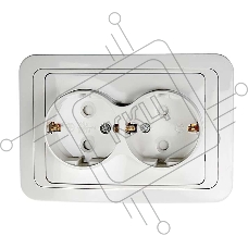 Розетка 2-м CLASSICO защ. шторки с заземл. 2128x бел. ASD / IN HOME 4690612000985