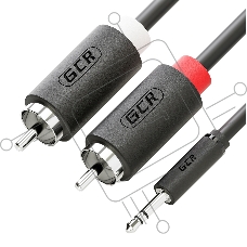Кабель-переходник аудио Greenconnect 3.0m jack 3,5mm - 2 х RCA , черный, M/M