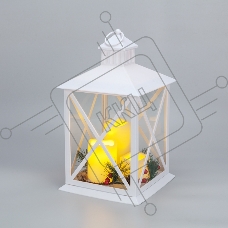 Фонарь декоративный (фигура) с тремя свечами Neon-night, белый корпус, 24х24х40 см, теплый белый