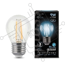 Лампа светодиодная Filament Шар E27 9Вт 4100К GAUSS 105802209
