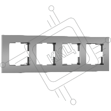 Рамка на 4 поста Slab (серебро софт) W0042965