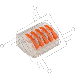 Универсальная клемма 5-проводная, прозрачная (0,08-2,5/4 мм²) (40 шт./уп.) REXANT
