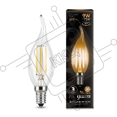Лампа светодиодная Filament Свеча на ветру E14 9Вт 2700К GAUSS 104801109