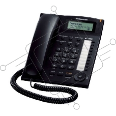 Телефон проводной Panasonic KX-TS2388RUB черный {индикатор вызова,повторный набор последнего номера,4 уровня громкости звонка}