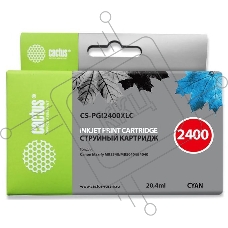 Картридж струйный Cactus CS-PGI2400XLC голубой (20.4 мл) для Canon MAXIFY iB4040/ МВ5040/ МВ5340