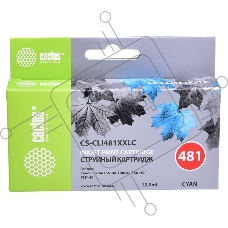 Картридж струйный Cactus CS-CLI481XXLC голубой (12мл) для Canon Pixma TR7540/TR8540/TS6140/TS8140