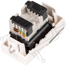 Вставка Mosaic 22.5x45, RJ-45 UTP, кат.5e, со шторкой и увеличенным окном маркировки, белая