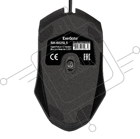Мышь ExeGate SH-9025L5 (USB, оптическая, 1000dpi, 3 кнопки и колесо прокрутки, длина кабеля 2,55м, черная, OEM)