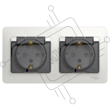 Розетка 2-ая с/з, со шторками, в сборе, IP44 GSL000147 Schneider Electric Glossa белый