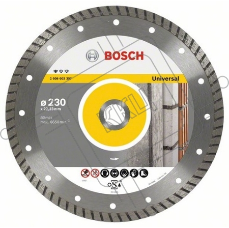 Алмазный диск универсальный Bosch Standard for Universal Turbo (2608602397) d=230мм d(посад.)=22.23мм (угловые шлифмашины)
