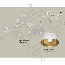 Светильник Ambrella light XB9059101/8 SWH/PYG/CL белый песок/золото желтое полированное/прозрачный GX53 (C9059, N8144)