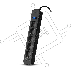 Фильтр SVEN SF-05LU 5.0 м (5 евро розеток,2*USB(2,4А)) черный, цветная коробка Surge protector SVEN SF-05LU 5.0 м (5 евро розеток,2*USB(2,4А)) черный, цветная коробка