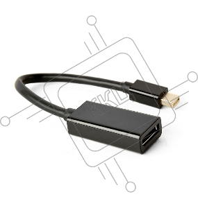 Переходник miniDisplayPort -> DisplayPort, Cablexpert A-mDPM-DPF4K-01, 4K, 20M/20F, длина 16см, черный, пакет