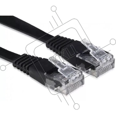 Патч-корд Buro BU-C6-FLAT-1M-B cat.5E molded 1м черный RJ-45 (m)-RJ-45 (m)