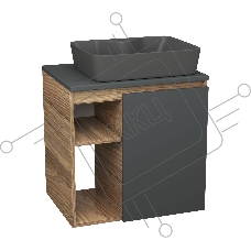 Тумба Bau Dream Blackwood 60 правая, графит, раковина BAU Cerama 48х37 темно-серая матовая