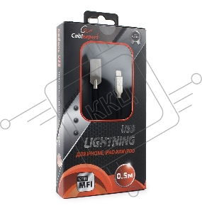 Кабель USB Cablexpert для Apple CC-P-APUSB02Bk-0.5M, MFI, AM/Lightning, серия Platinum, длина 0.5м, черный, блистер
