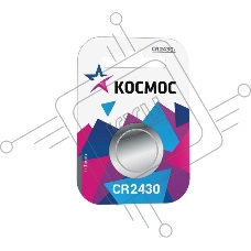 Элемент питания литиевый CR CR2430 1хBL (блист.1шт) Космос KOCR24301BL