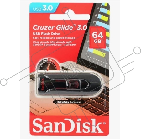 Флеш Диск Sandisk 64Gb Cruzer Glide SDCZ600-064G-G35 USB3.0 черный