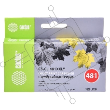 Картридж струйный Cactus CS-CLI481XXLY желтый (12мл) для Canon Pixma TR7540/TR8540/TS6140/TS8140