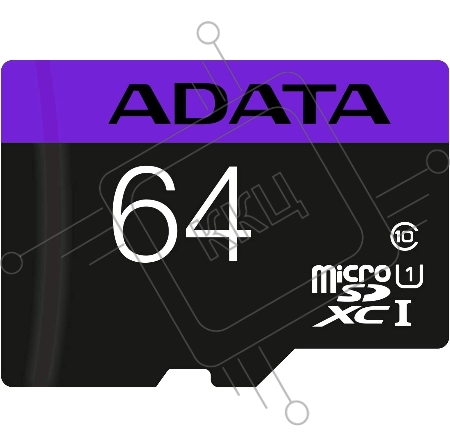 Флеш карта microSDXC 64GB ADATA  UHS-1 CL10 (AUSDX64GUICL10-RA1) + SD adaptor