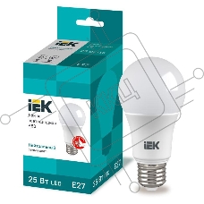 Лампа cветодиодная LED IEK LLE-A80-25-230-40-E27 A80 шар 25Вт 230В 4000К E27