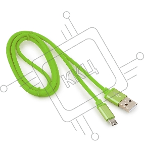 Кабель USB 2.0 Cablexpert CC-S-mUSB01Gn-1M, AM/microB, серия Silver, длина 1м, зеленый, блистер 