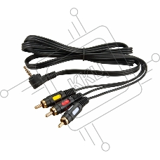 Шнур Стерео 3,5 мм 4C - 3 RCA, длина 1,5 мeтра (GOLD) REXANT